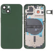 Châssis arrière iPhone 13 vert avec logo, boutons latéraux, plateau SIM, câble volume et charge sans fil (avec logo)