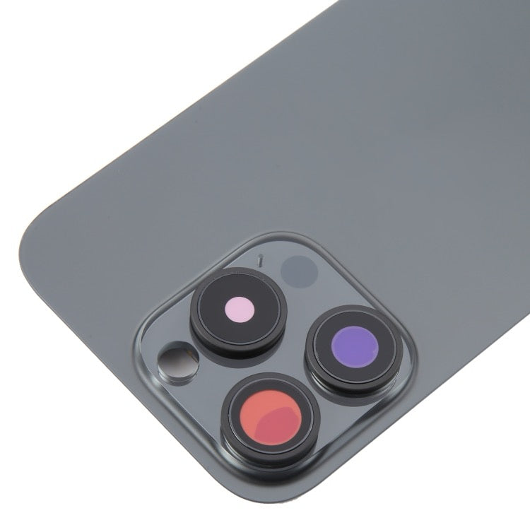 Pour iPhone 16 Pro Coque arrière de batterie en verre d'origine avec couvercle d'objectif d'appareil photo (noir) avec logo