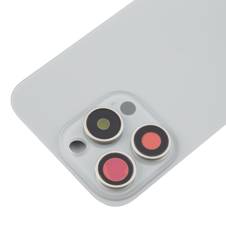 Pour iPhone 16 Pro Coque arrière de batterie en verre d'origine avec couvercle d'objectif d'appareil photo (argent) avec logo