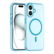 Pour iPhone 16 MagSafe givré translucide TPU + PC coque de téléphone à couverture complète (bleu)