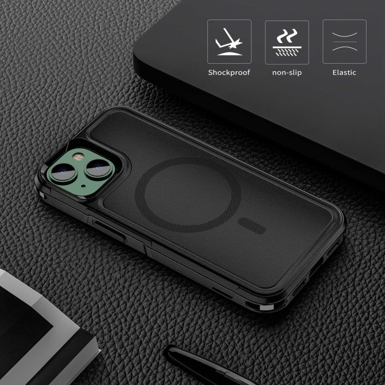 Coque iPhone 13 Armor Magsafe PC Hybrid TPU Phone Case (Noir)