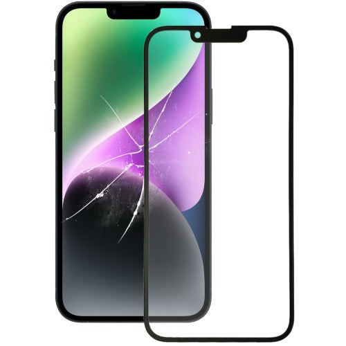 Pour iPhone 14 Lentille en verre extérieure de l'écran avant avec adhésif optiquement transparent OCA