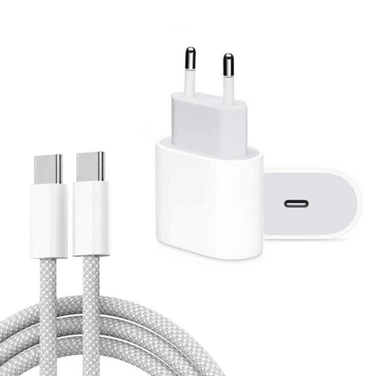 Chargeur de port PD35W USB-C/Type-C avec câble de données Type-C vers Type-C de 1 m, prise UE