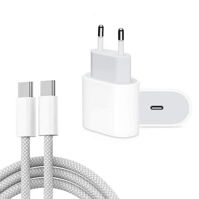 Chargeur de port PD35W USB-C/Type-C avec câble de données Type-C vers Type-C de 1 m, prise UE