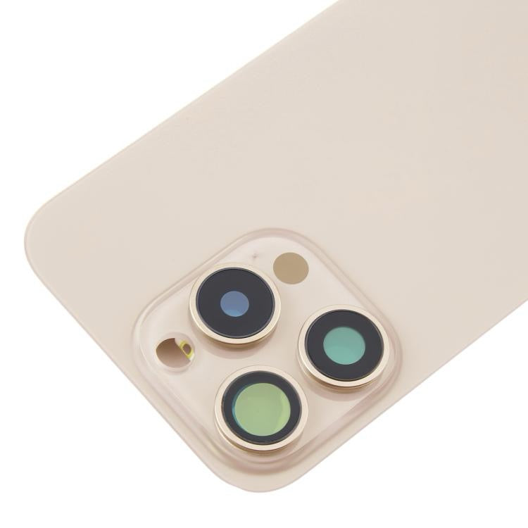 Pour iPhone 16 Pro Max Coque arrière de batterie en verre d'origine avec couvercle d'objectif d'appareil photo + aimant MagSafe (or) avec logo