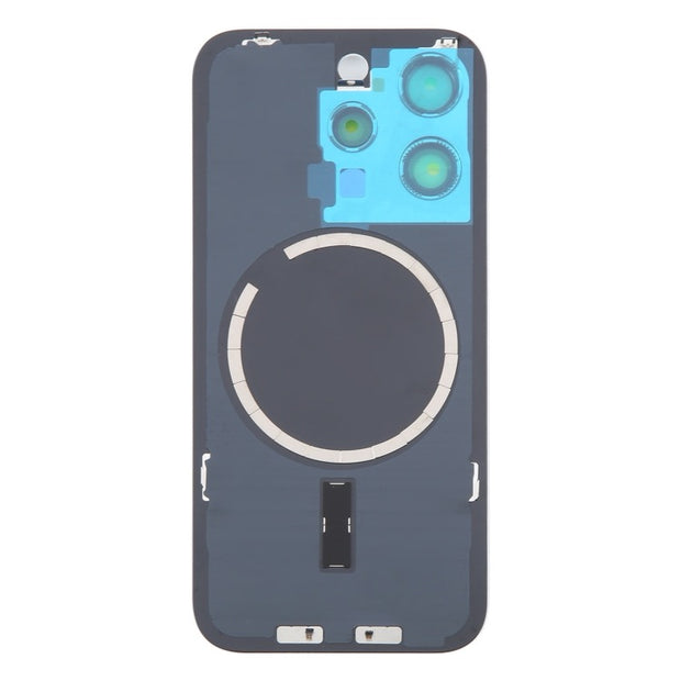 Pour iPhone 16 Pro Max Coque arrière de batterie en verre d'origine avec couvercle d'objectif d'appareil photo + aimant MagSafe (blanc) avec logo