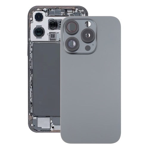 Pour iPhone 16 Pro Coque arrière de batterie en verre d'origine avec couvercle d'objectif d'appareil photo (noir) avec logo