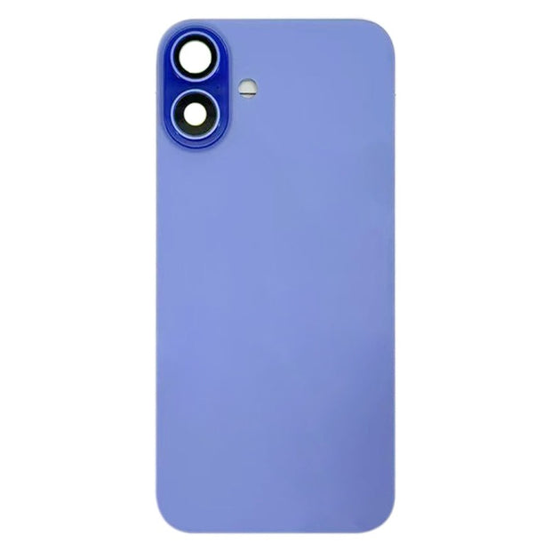 Pour iPhone 16 Plus Cache arrière de batterie avec cache d'objectif d'appareil photo (bleu) avec logo