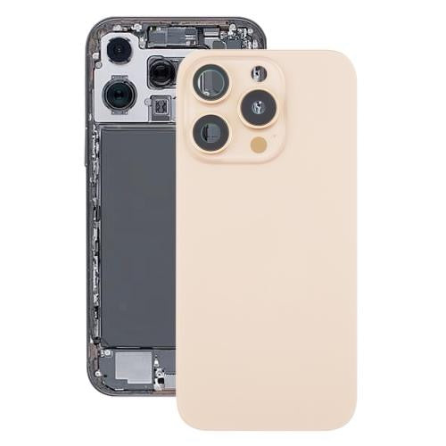 Pour iPhone 16 Pro Max Coque arrière de batterie en verre d'origine avec couvercle d'objectif d'appareil photo + aimant MagSafe (or) avec logo