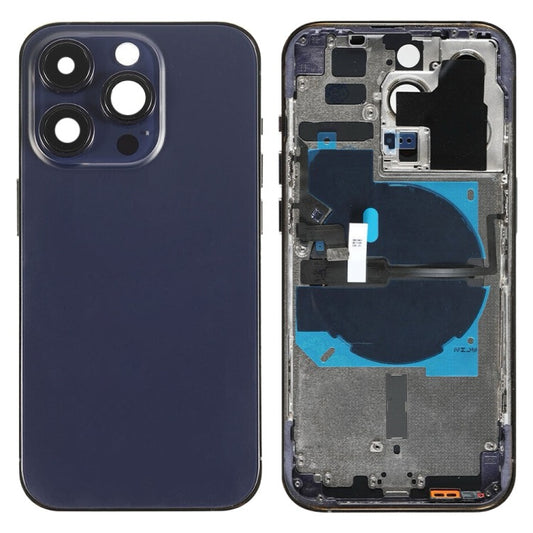 Pour iPhone 14 Pro Cache arrière de batterie avec câble flexible d'alimentation + volume + module de chargement sans fil, Version : version chinoise (violet) avec logo