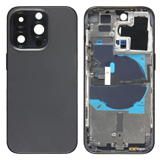 Pour iPhone 14 Pro Cache arrière de batterie avec câble flexible d'alimentation + volume + module de chargement sans fil, Version : version chinoise (Noir) avec logo