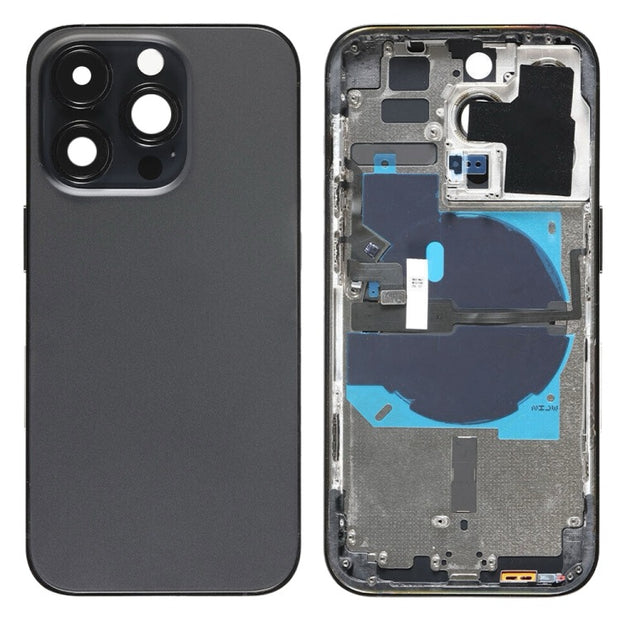 Pour iPhone 14 Pro Cache arrière de batterie avec câble flexible d'alimentation + volume + module de chargement sans fil, Version : version chinoise (Noir) avec logo