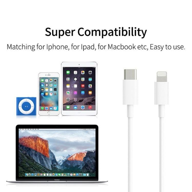 Chargeur USB-C / Type-C simple 2 en 1 PD 18W + USB-C / Type-C à 8 broches, longueur du câble: 1 m (prise UE) - Wakeshopes