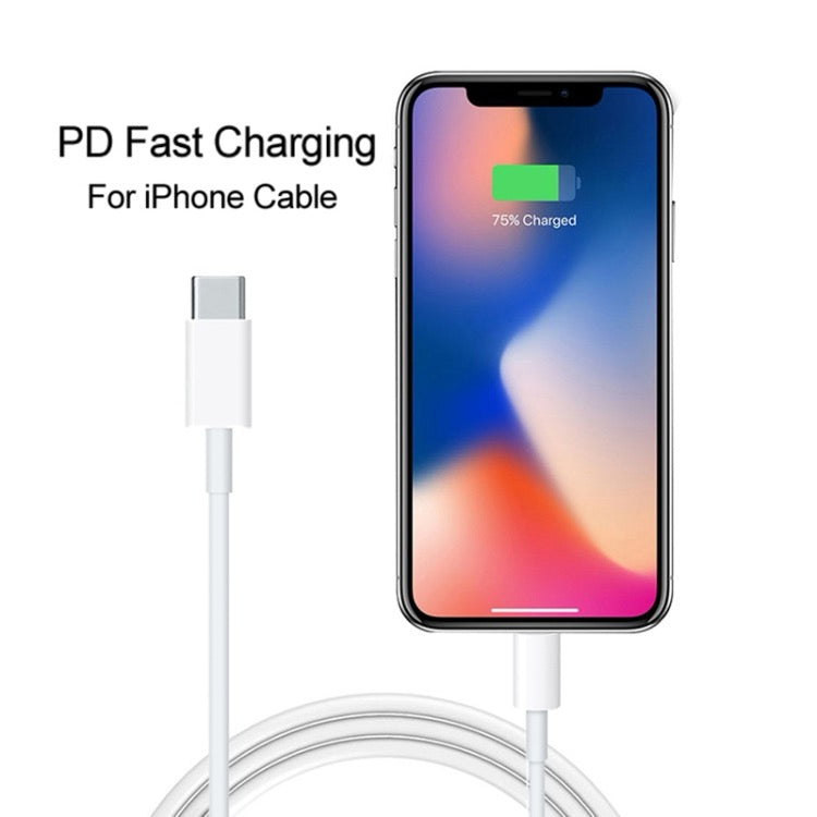 Chargeur USB-C / Type-C simple 2 en 1 PD 18W + USB-C / Type-C à 8 broches, longueur du câble: 1 m (prise UE) - Wakeshopes