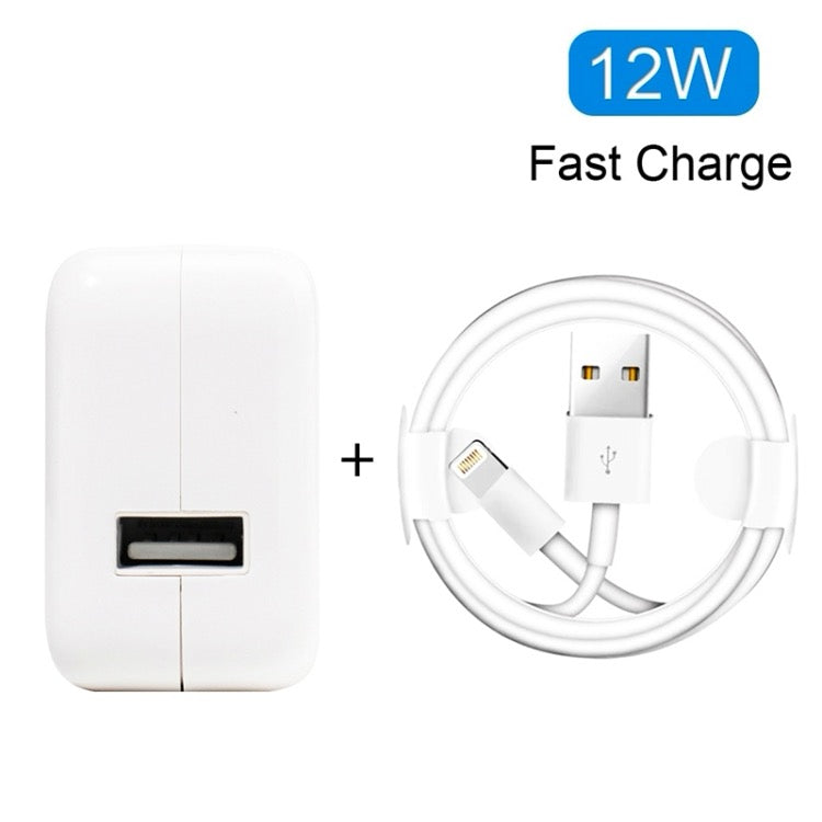 Chargeur USB 12W + Câble de données USB à 8 broches pour iPad / iPhone / iPod série EU - Wakeshopes