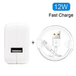 Chargeur USB 12W + Câble de données USB à 8 broches pour iPad / iPhone / iPod série EU - Wakeshopes