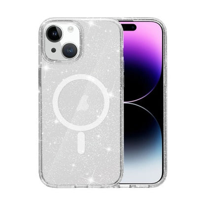 Coque iPhone 15 plus style glitter powder MagSafe magnetic (Blanc) - Wakeshopes