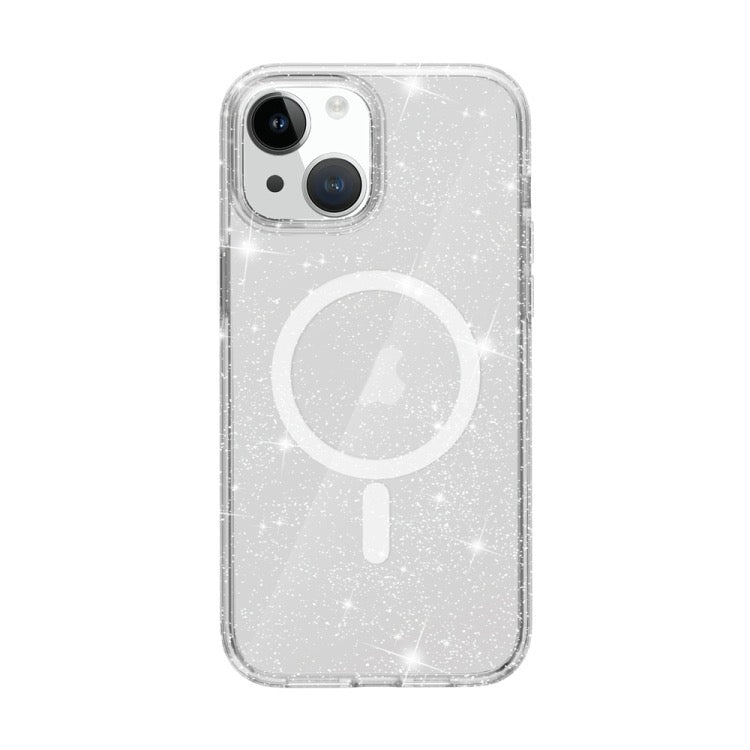 Coque iPhone 15 plus style glitter powder MagSafe magnetic (Blanc) - Wakeshopes