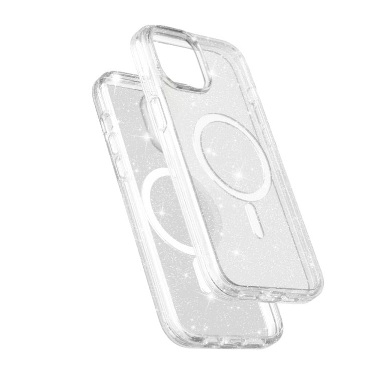 Coque iPhone 15 plus style glitter powder MagSafe magnetic (Blanc) - Wakeshopes