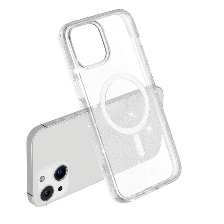Coque iPhone 15 plus style glitter powder MagSafe magnetic (Blanc) - Wakeshopes