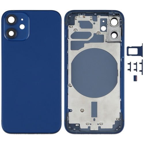 Couvercle arrière du boîtier avec plateau pour carte SIM, touches latérales et objectif de l'appareil photo pour iPhone 12 mini avec logo - Wakeshopes