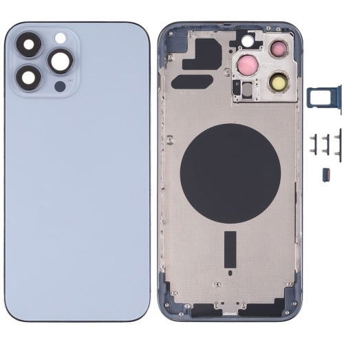 Couvercle de boîtier arrière avec plateau de carte SIM et lentille de la caméra pour iPhone 13 Pro Max avec logo - Wakeshopes