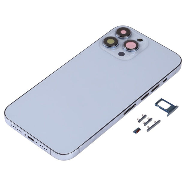 Couvercle de boîtier arrière avec plateau de carte SIM et lentille de la caméra pour iPhone 13 Pro Max avec logo - Wakeshopes