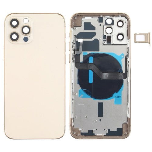 Couverture arrière de la batterie (avec touches latérales et plateau de carte et puissance + volume Flex Câble et module de chargement sans fil) pour iPhone 12 Pro avec logo - Wakeshopes