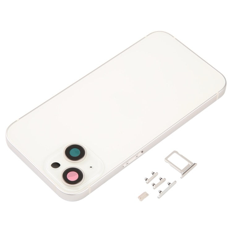 Pour coque arrière de batterie iPhone 14 avec cadre central/touches latérales ( Blanc ) avec logo