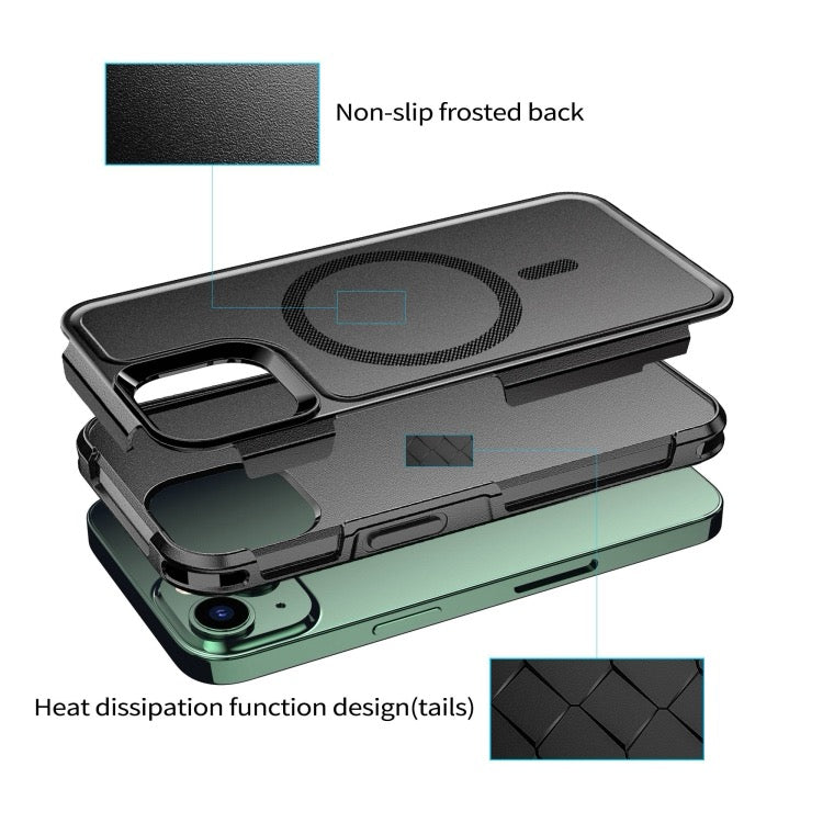 Coque iPhone 13 Armor Magsafe PC Hybrid TPU Phone Case (Noir)