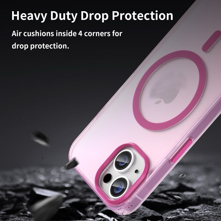 Pour iPhone 16 MagSafe givré translucide TPU + PC coque de téléphone à couverture complète (rose)