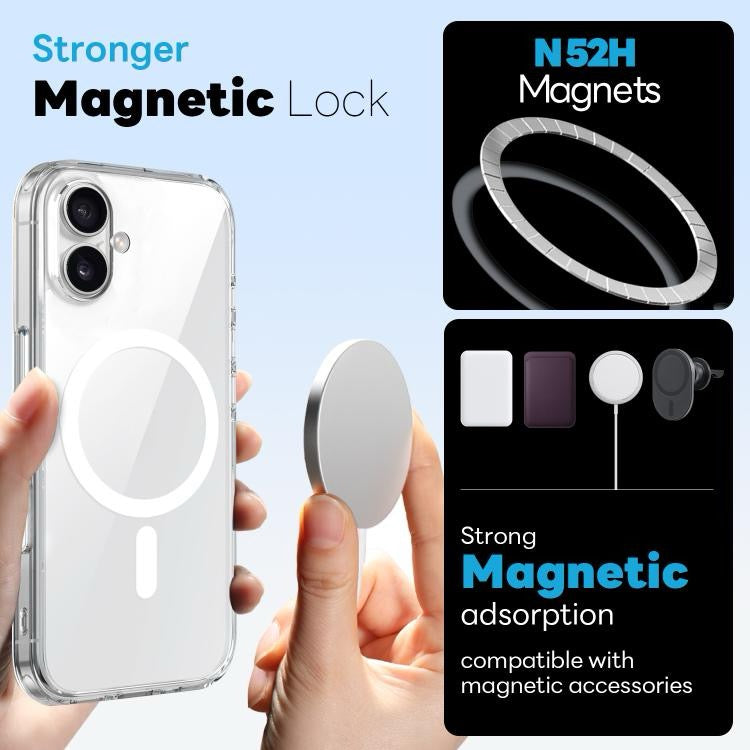 Pour iPhone 16 NORTHJO 3 en 1 PC Étui de téléphone magnétique avec film d'écran et film d'objectif (transparent)