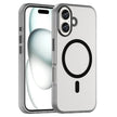 Pour iPhone 16 MagSafe givré translucide TPU + PC coque de téléphone à couverture complète (Noir)