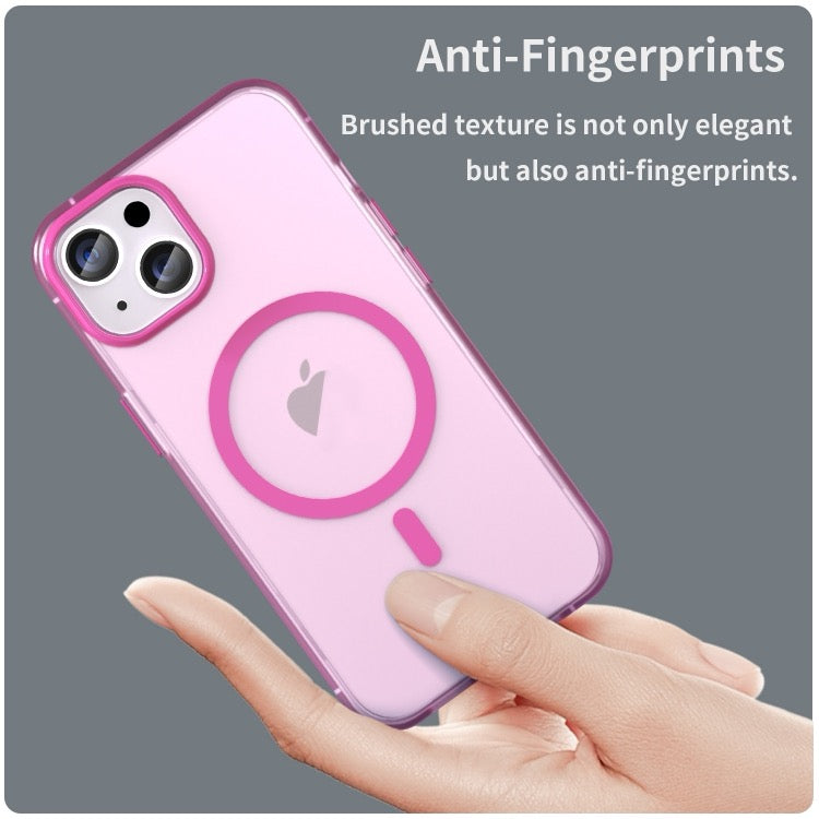 Pour iPhone 16 MagSafe givré translucide TPU + PC coque de téléphone à couverture complète (rose)