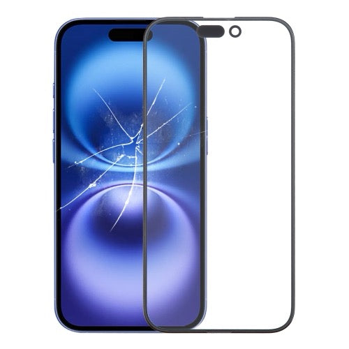 Pour iPhone 16, lentille extérieure en verre pour écran avant avec adhésif optiquement transparent OCA