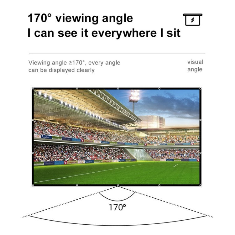 Rideau de film de projecteur en polyester de soie de lait pliable, taille : 100 pouces (16:9) zone de projection : 186 x 105 cm
