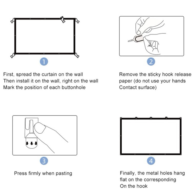 Rideau de film de projecteur en polyester de soie de lait pliable, taille : 100 pouces (16:9) zone de projection : 186 x 105 cm
