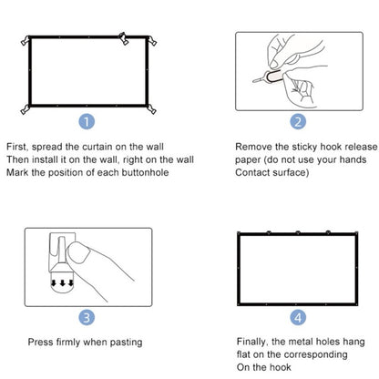 Rideau de film de projecteur en polyester de soie de lait pliable, taille : 100 pouces (16:9) zone de projection : 186 x 105 cm