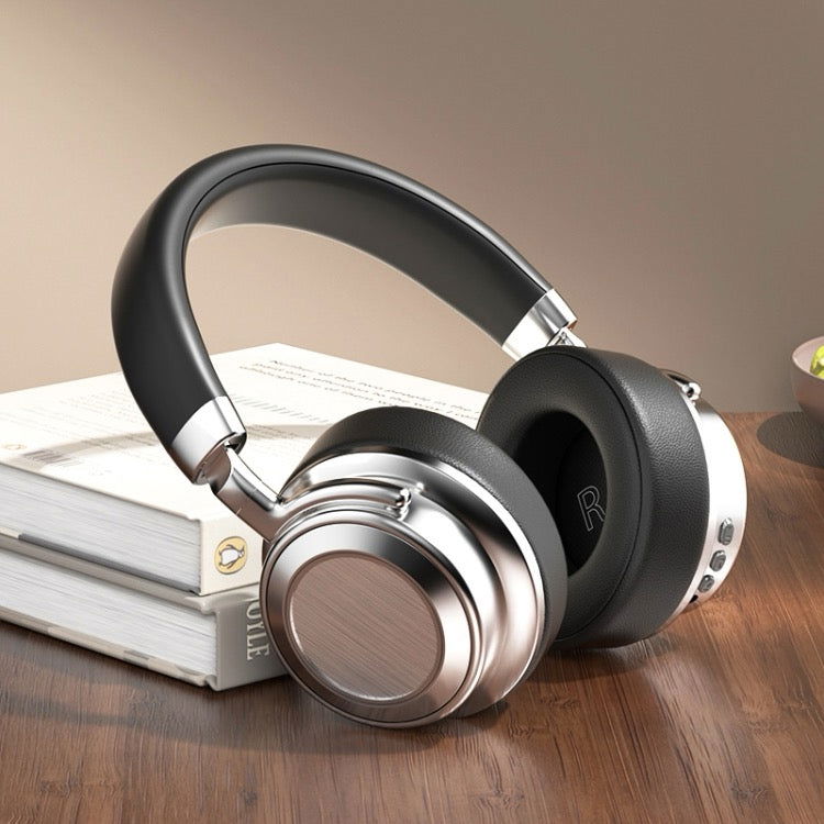 Écouteurs sans fil Bluetooth montés sur la tête en métal rétro CR-9 (argenté noir) - Wakeshopes