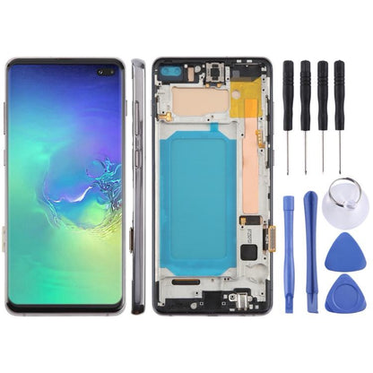 Écran LCD TFT pour Samsung Galaxy S10+ SM-G975 Assemblage complet du numériseur avec cadre, ne prenant pas en charge l'identification des empreintes digitales (Noir)