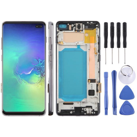Écran LCD TFT pour Samsung Galaxy S10+ SM-G975 Assemblage complet du numériseur avec cadre, ne prenant pas en charge l'identification des empreintes digitales (Noir)