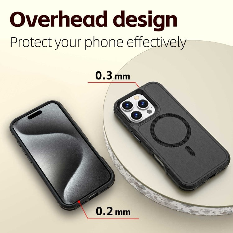 Coque iPhone 16 Pro Armor Magsafe PC Hybrid TPU Phone Case (Noir)