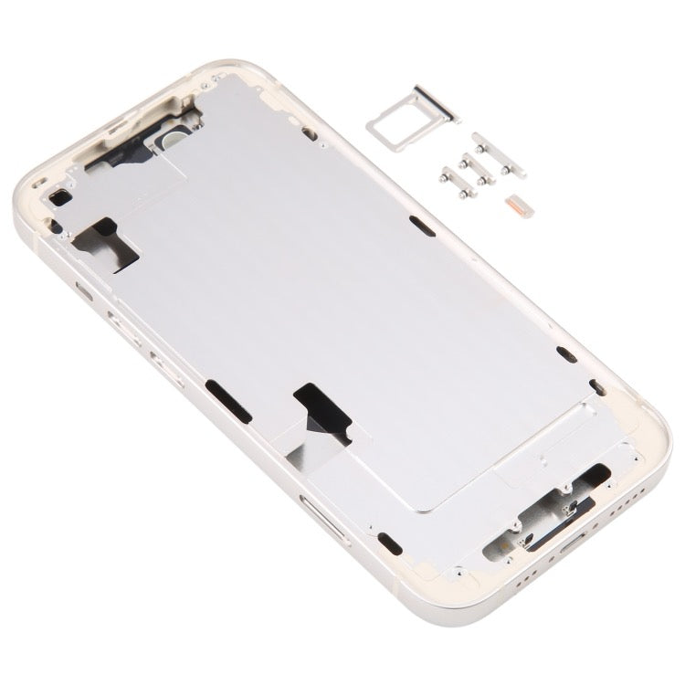 Pour coque arrière de batterie iPhone 14 avec cadre central/touches latérales ( Blanc ) avec logo