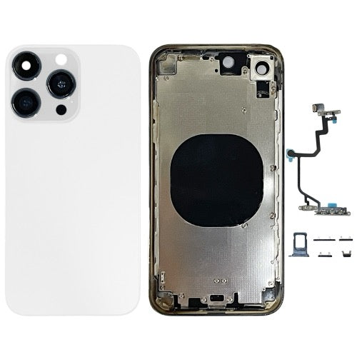 Châssis arrière avec apparence imitation de l'iP15 Pro pour iPhone XR avec logo (blanc)