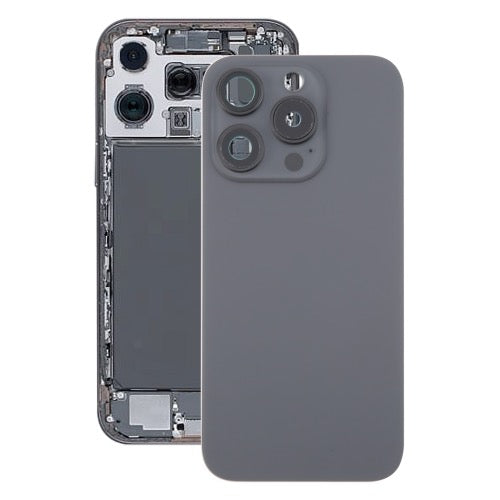 Pour iPhone 16 Pro Max Coque arrière de batterie en verre d'origine avec couvercle d'objectif d'appareil photo + aimant MagSafe (Noir) avec logo