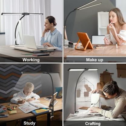 OPULUZ Lampe de bureau à double tête avec tube à col de cygne PULUZ (noir)