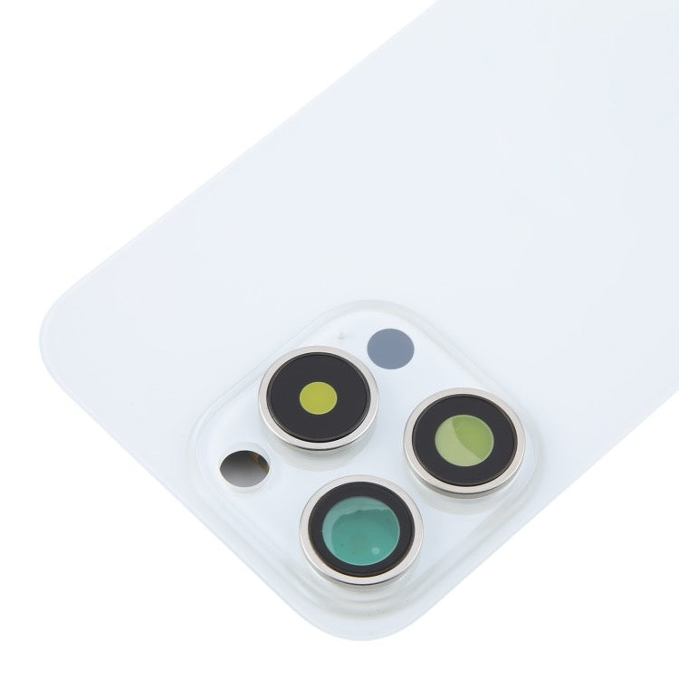 Pour iPhone 16 Pro Max Coque arrière de batterie en verre d'origine avec couvercle d'objectif d'appareil photo + aimant MagSafe (blanc) avec logo