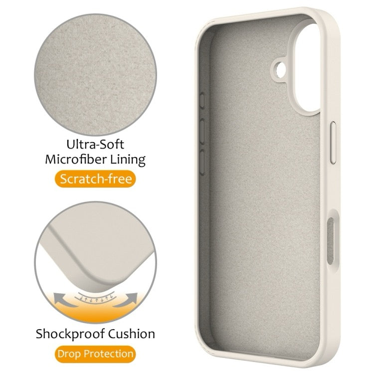 Pour iPhone 16 Étui de téléphone magnétique MagSafe en silicone liquide avec support à anneau (blanc antique)