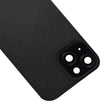 Pour iPhone 15 Couvercle arrière de batterie en verre avec support de flash + module de chargement sans fil avec logo (noir)