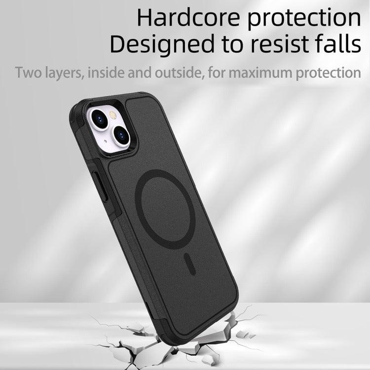 Coque iPhone 15 Armor Magsafe PC Hybrid TPU Phone Case (Noir)